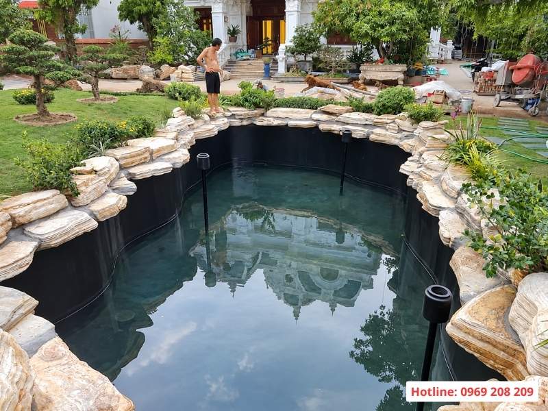 Cải tạo hồ cá Koi thành bể bơi: Những vấn đề kỹ thuật cần lưu ý Bể cá koi sân vườn gia đình