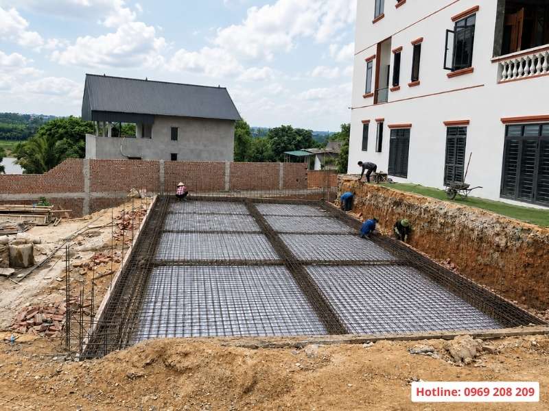 Đan thép đáy đổ bê tông bể bơi kinh doanh 