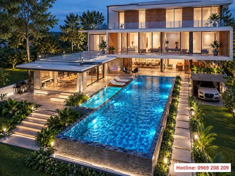 Ảnh phối cảnh 3D bể bơi homestay