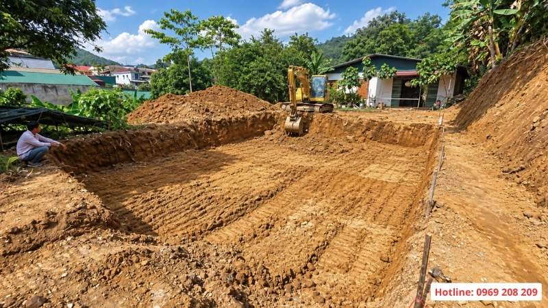 Đào hố xây bể bơi 