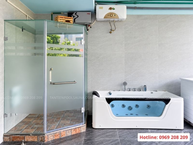Phòng xông hơi ướt Ruby 5 góc và bồn tắm massage tại Bắc Ninh Lắp đặt phòng xông hơi ướt Bắc Ninh