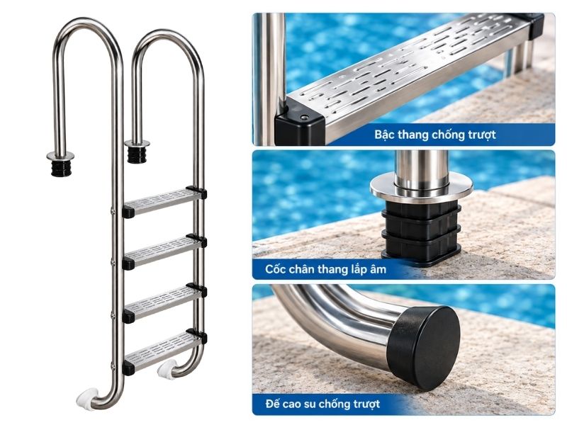 Thang bể bơi 4 bậc MU415 Thang bể bơi 4 bậc MU415