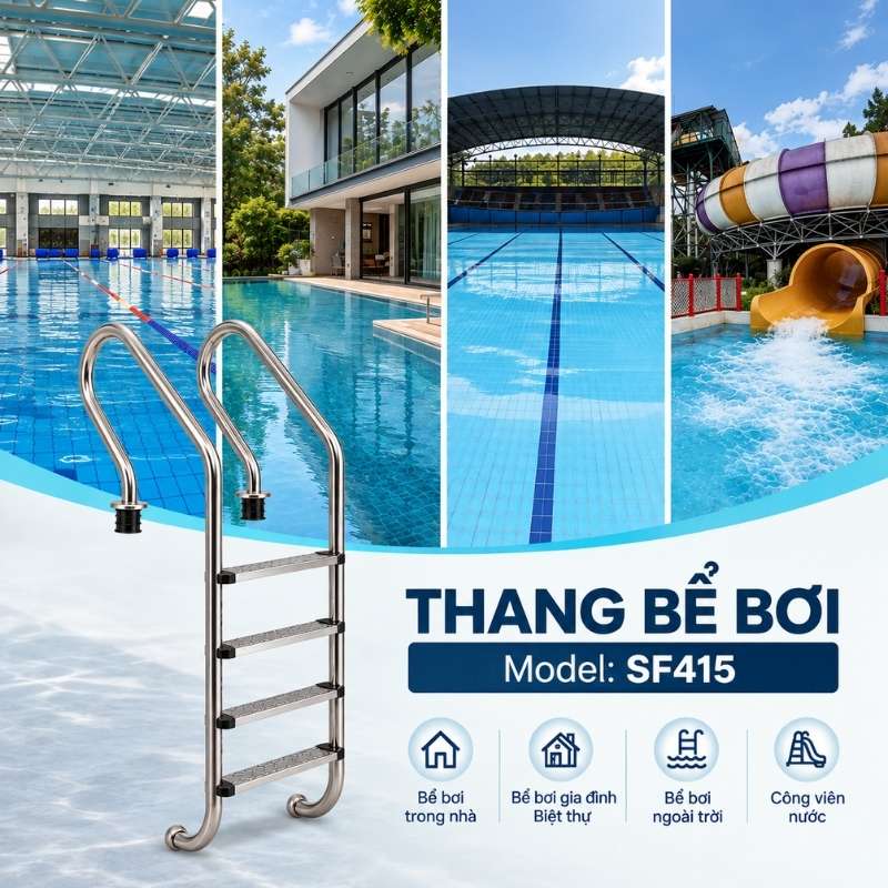 Thang bể bơi 4 bậc SF415 Thang bể bơi 4 bậc SF415