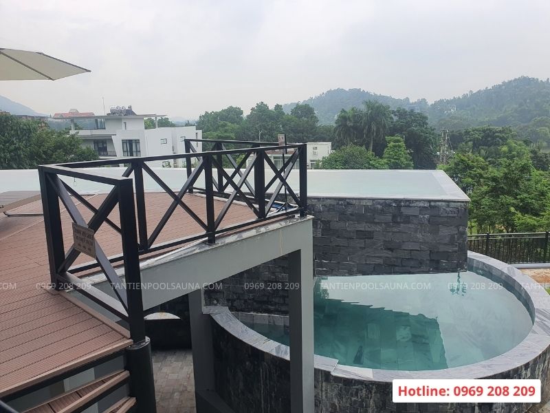 Hoàn thiện bể bơi vô cực 2 tầng Fairytale tại homestay Tam Đảo Kiến trúc bể vô cực 2 tầng