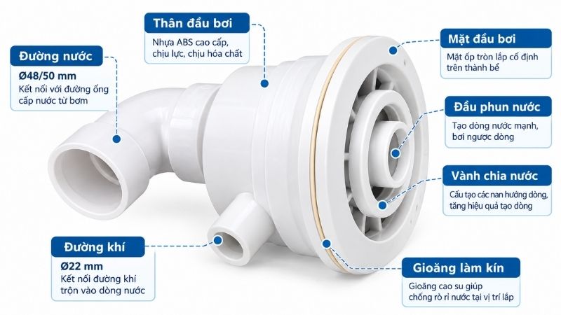 Đầu bơi ngược dòng China Cấu tạo của đầu bơi ngược dòng China