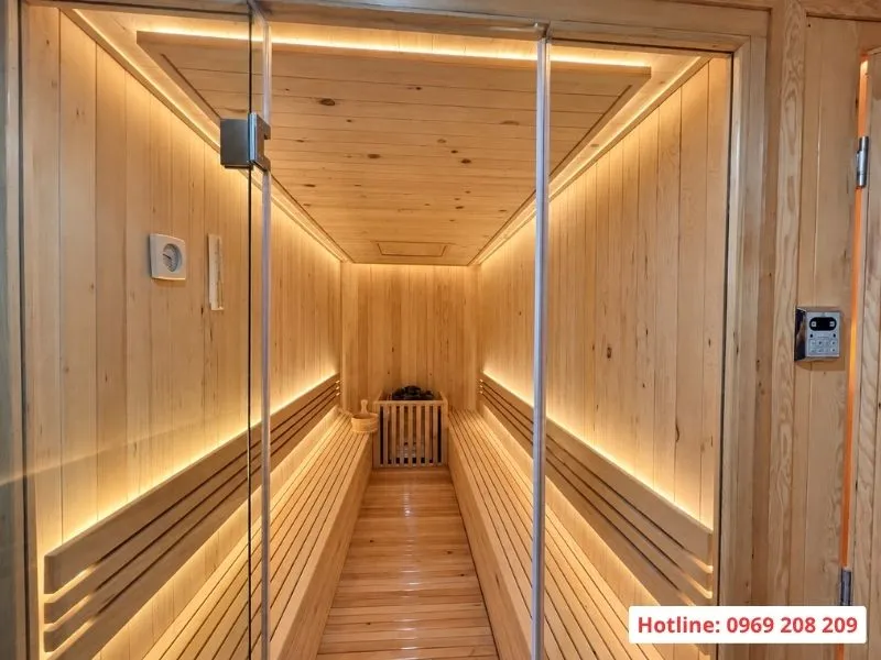 Hoàn thiện hệ thống xông hơi và bồn tắm massage tại Spa Sâm Sen Bắc Ninh Không gian xông hơi sạch sẽ sang trọng