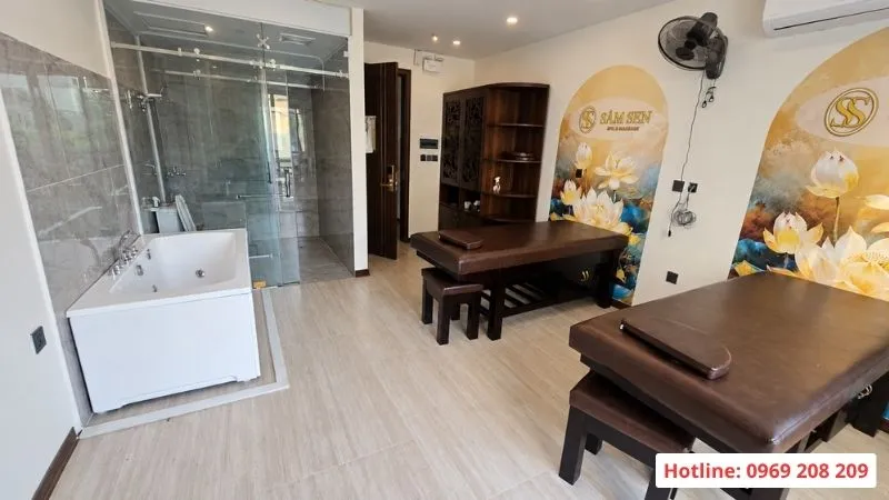 Hoàn thiện hệ thống xông hơi và bồn tắm massage tại Spa Sâm Sen Bắc Ninh PHòng xông hơi ướt spa sâm sen bắc ninh