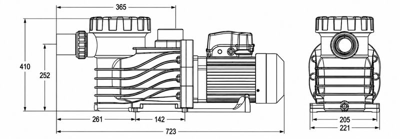 Máy bơm bể bơi AKP series Kích thước máy bơm AKP series