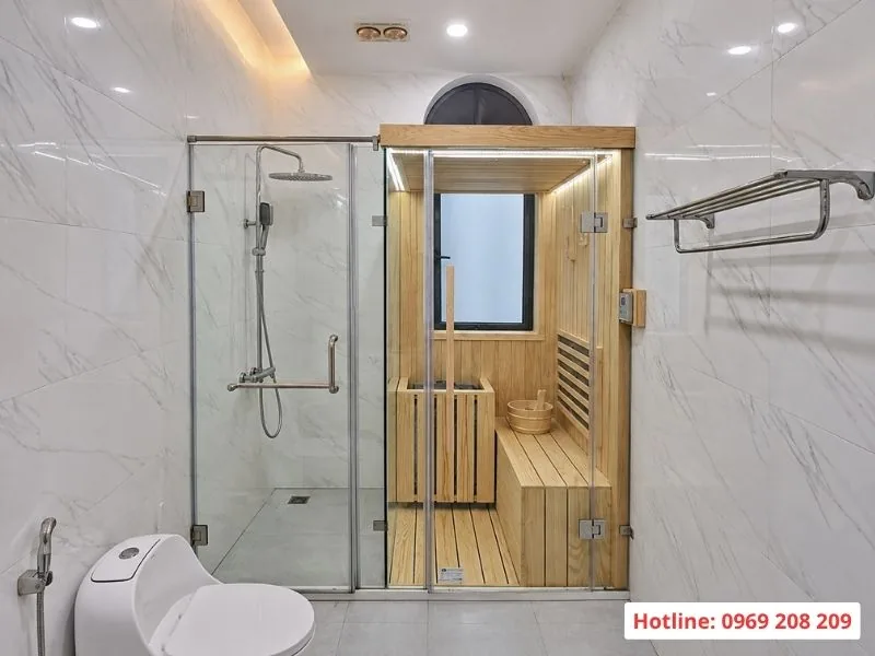 Thi công phòng xông hơi khô mini liền kề cabin tắm kính tại Thanh Hóa Lắp đặt phòng xông hơi cá nhân tại Thanh Hoá