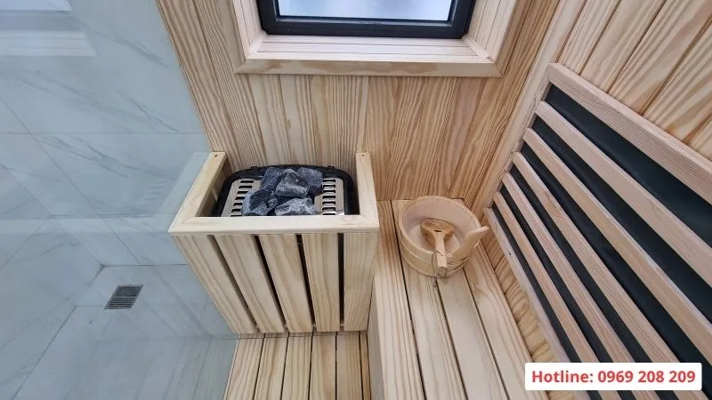 Thi công phòng xông hơi khô mini liền kề cabin tắm kính tại Thanh Hóa Máy xông hơi khô Coasts 6KW