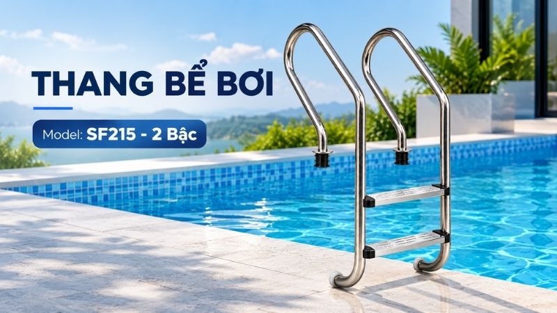 Thang bể bơi 2 bậc SF215 Thang bể bơi inox 2 bậc SF215