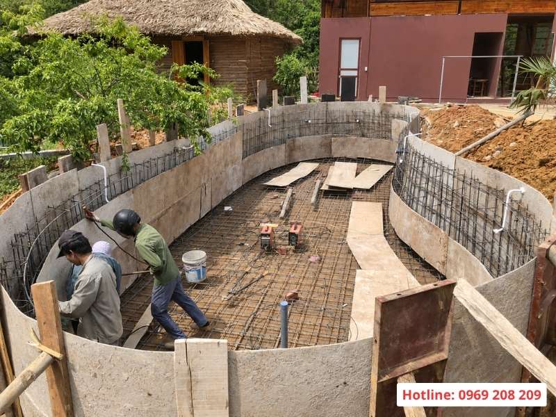 Cấu tạo thành bể bơi: Kết cấu, vật liệu và thiết bị Ghép cốp pha đổ bê tông bể bơi