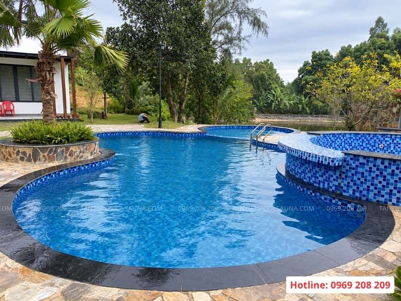 Cấu tạo thành bể bơi: Kết cấu, vật liệu và thiết bị Hoàn thiện bể bơi gia đình anh Cảnh, Thái Nguyên