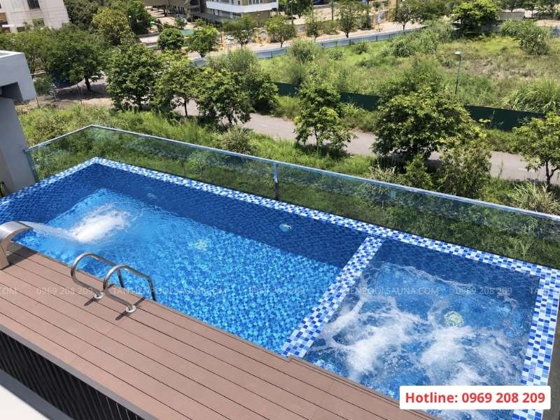 Cấu tạo thành bể bơi: Kết cấu, vật liệu và thiết bị Bể bơi tầng tượng gia đình tại Hạ Long
